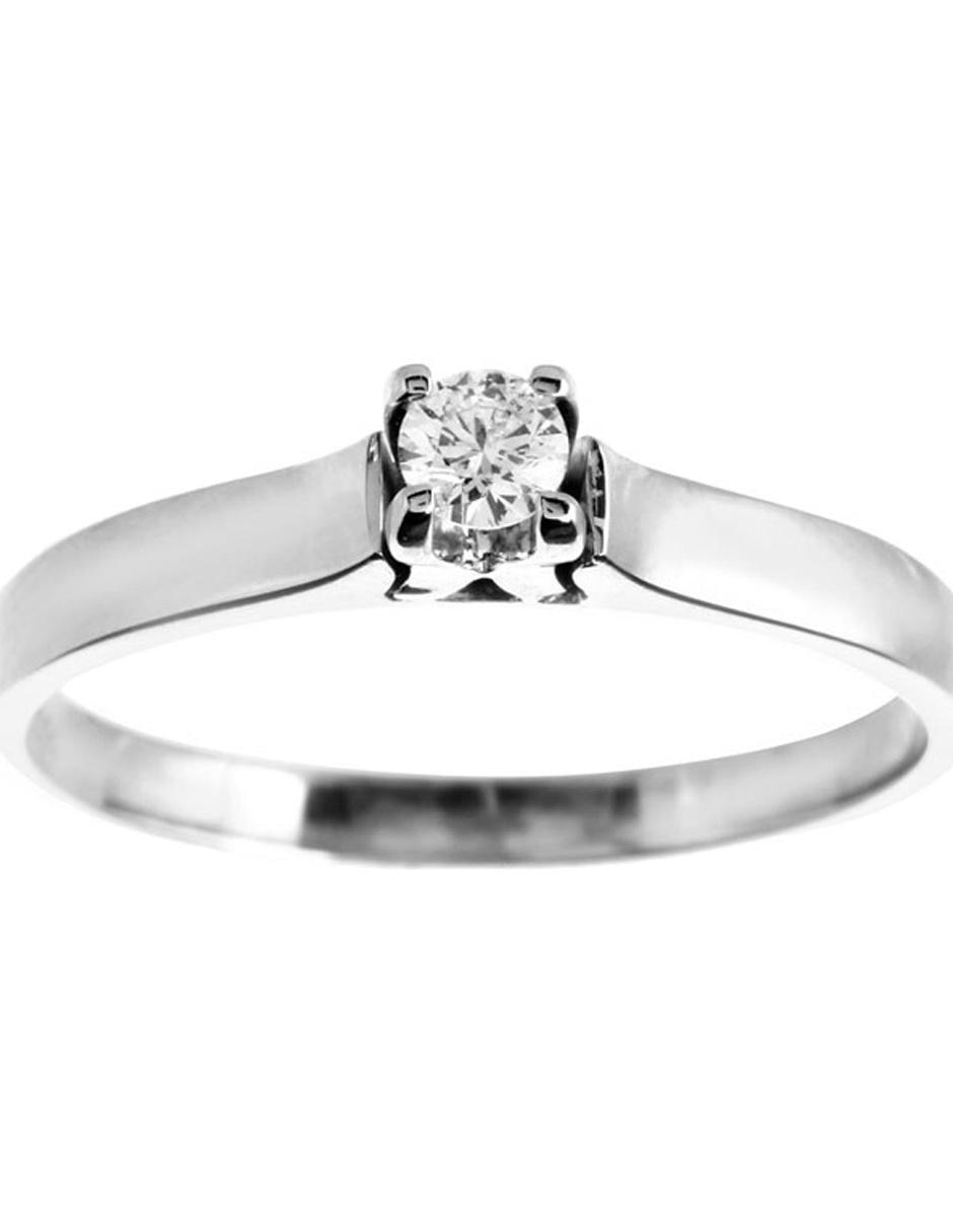 Solitario de oro blanco 14 k diamante