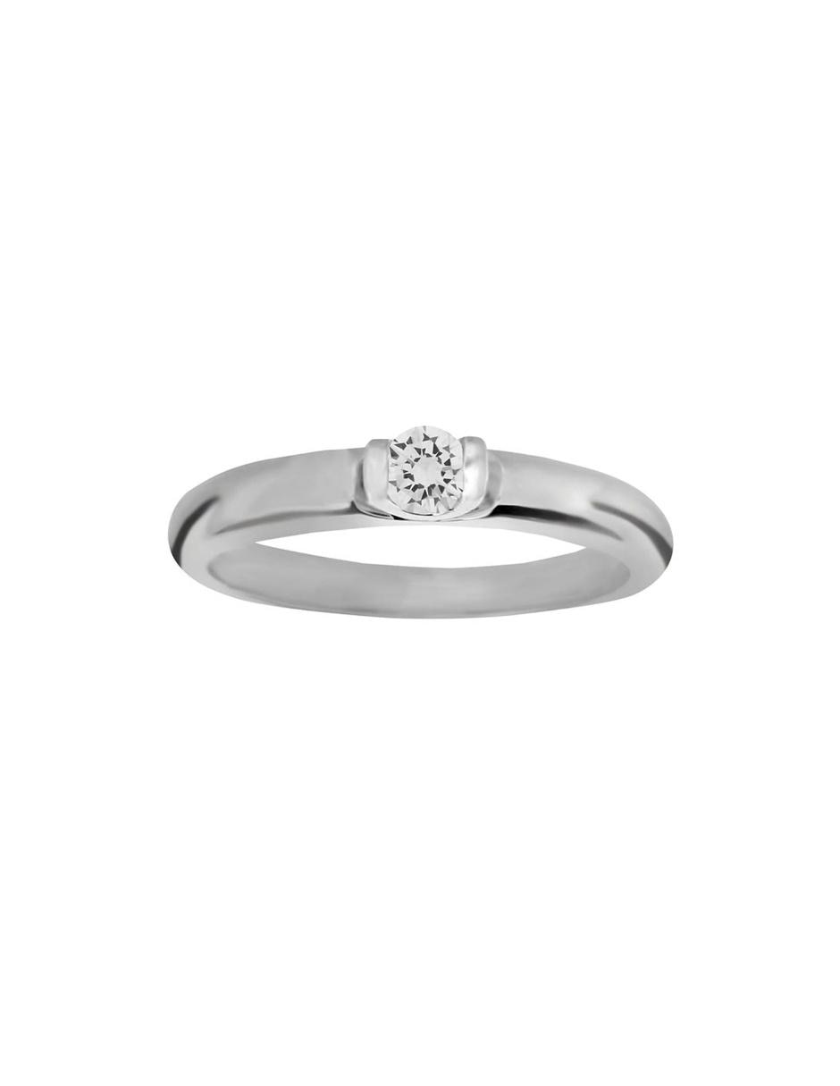 Solitario de oro blanco 14 k diamante