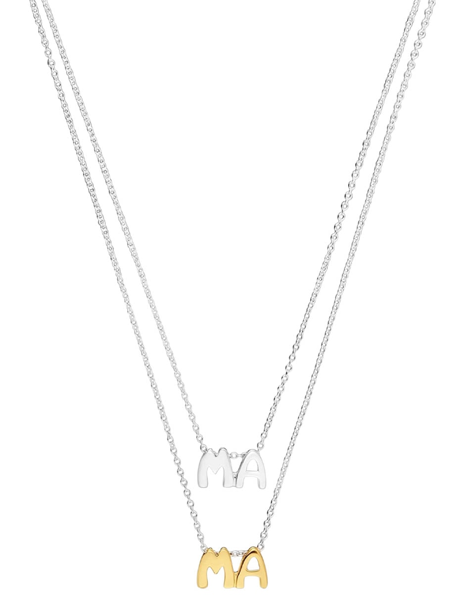 Collar con dije de letras Mama de plata P 925