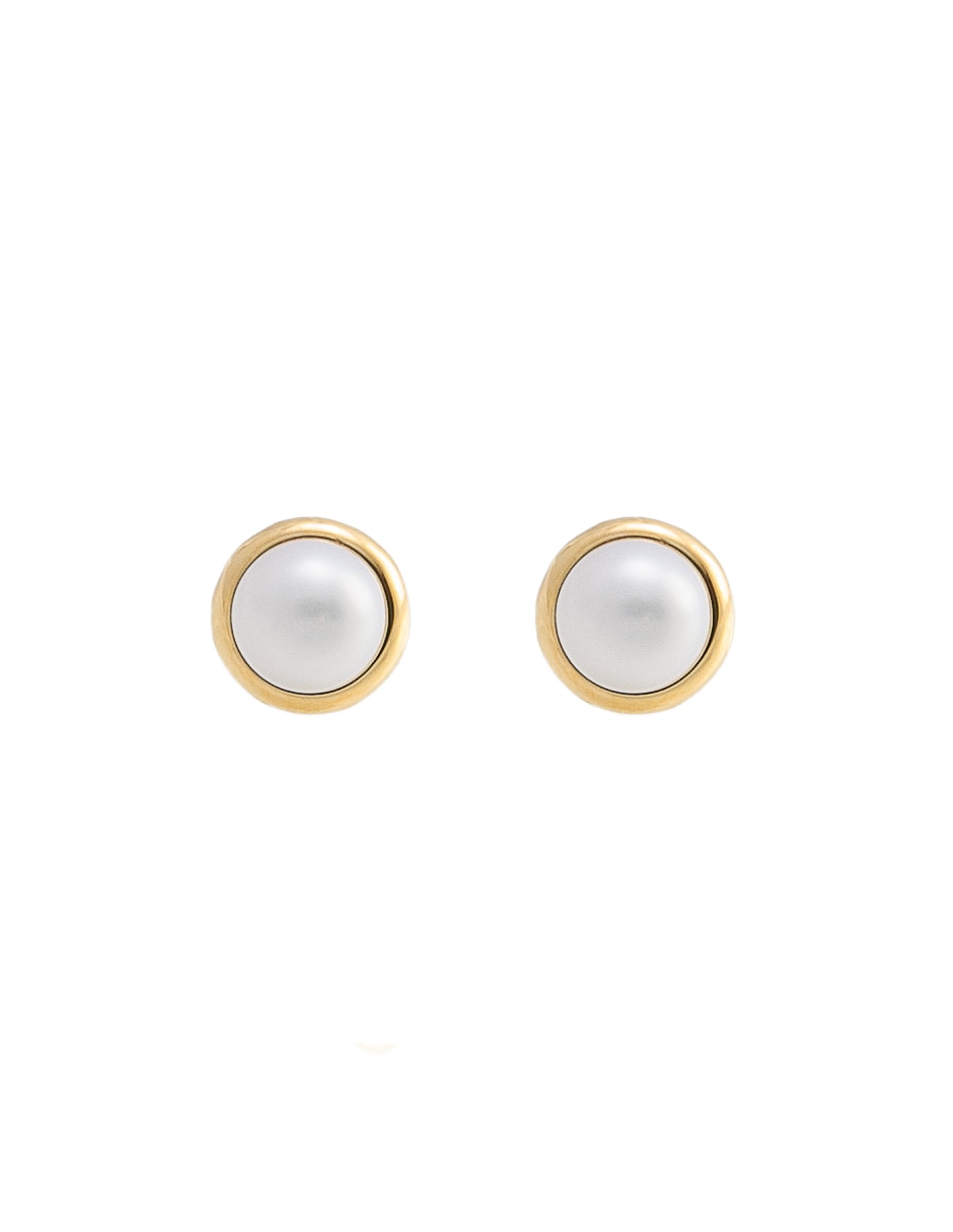 Broqueles de oro 14 K con acabado brillante perla