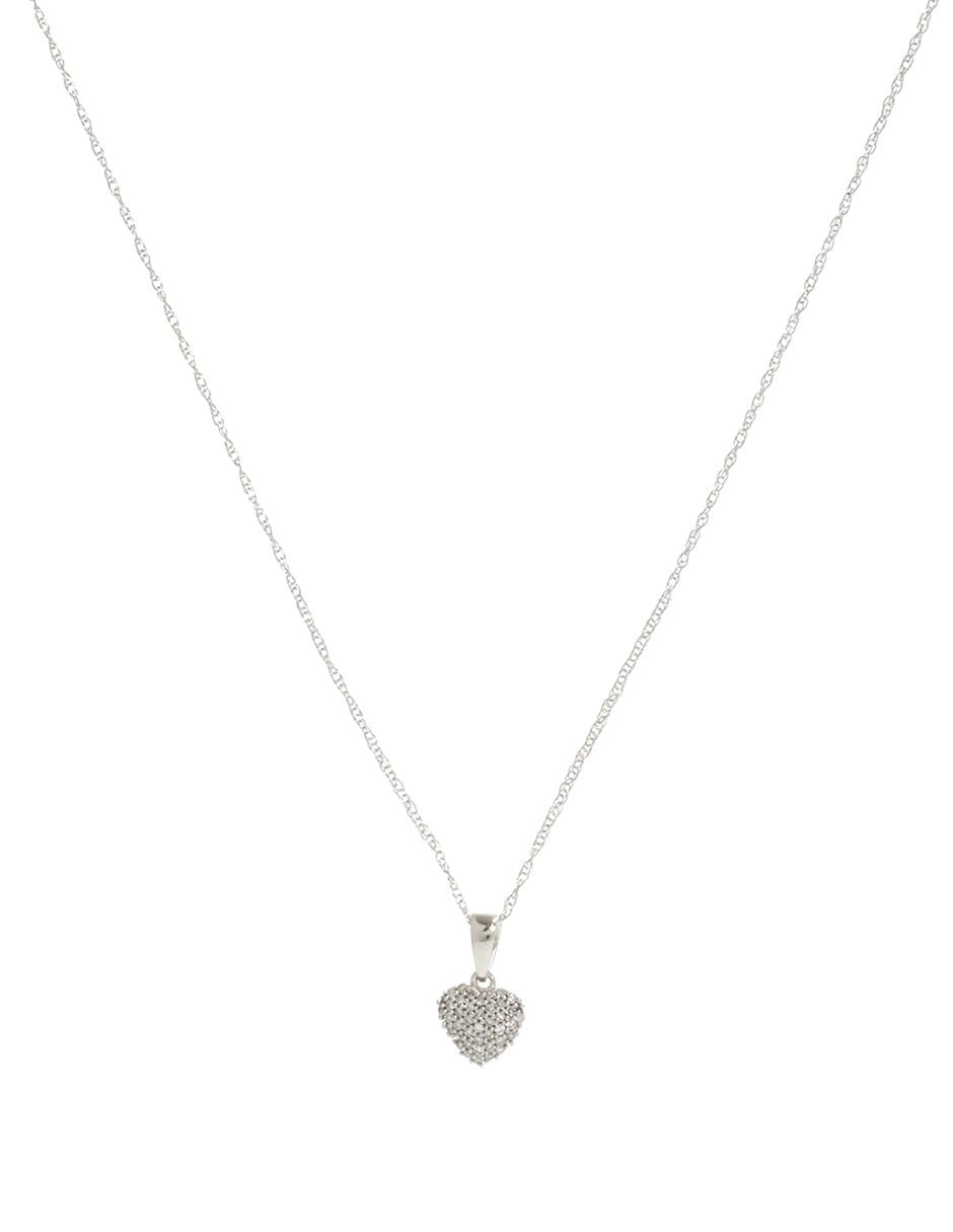 Collar corazón de oro blanco 14 K 2