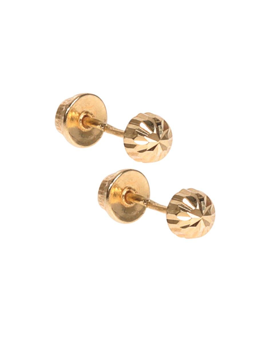Broqueles de bola de oro amarillo 14 K con acabado brillante 2