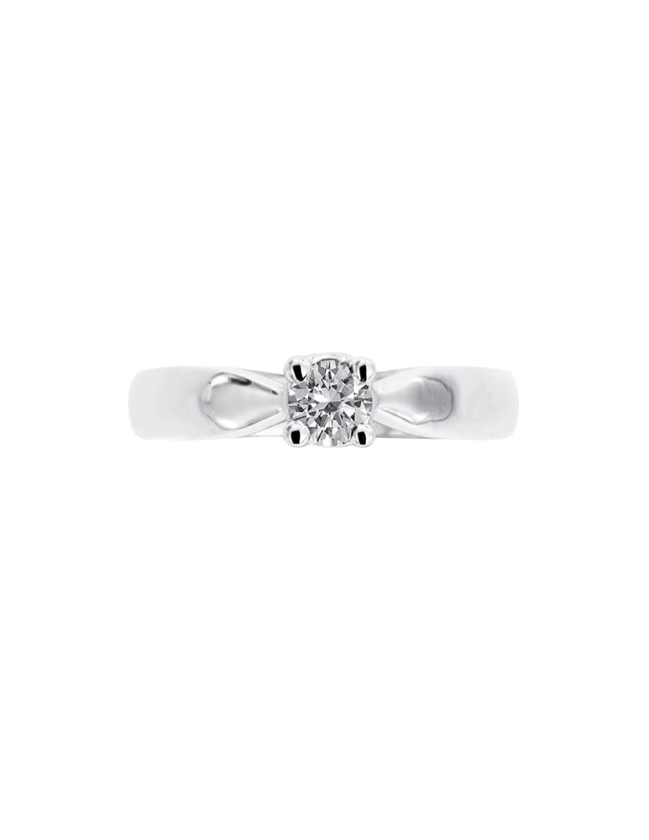 Solitario de oro blanco 14 k Lucca diamante