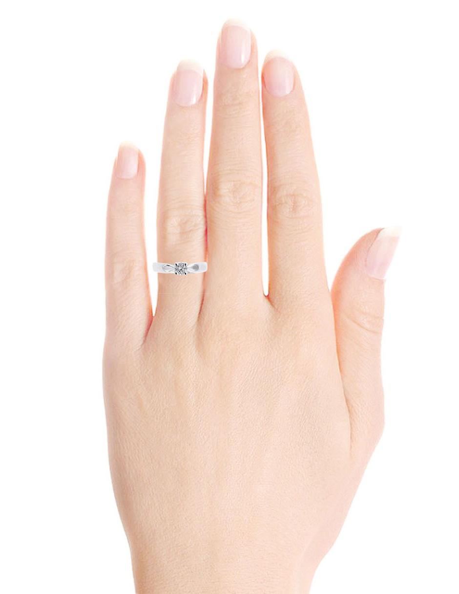 Solitario de oro blanco 14 k Lucca diamante 5