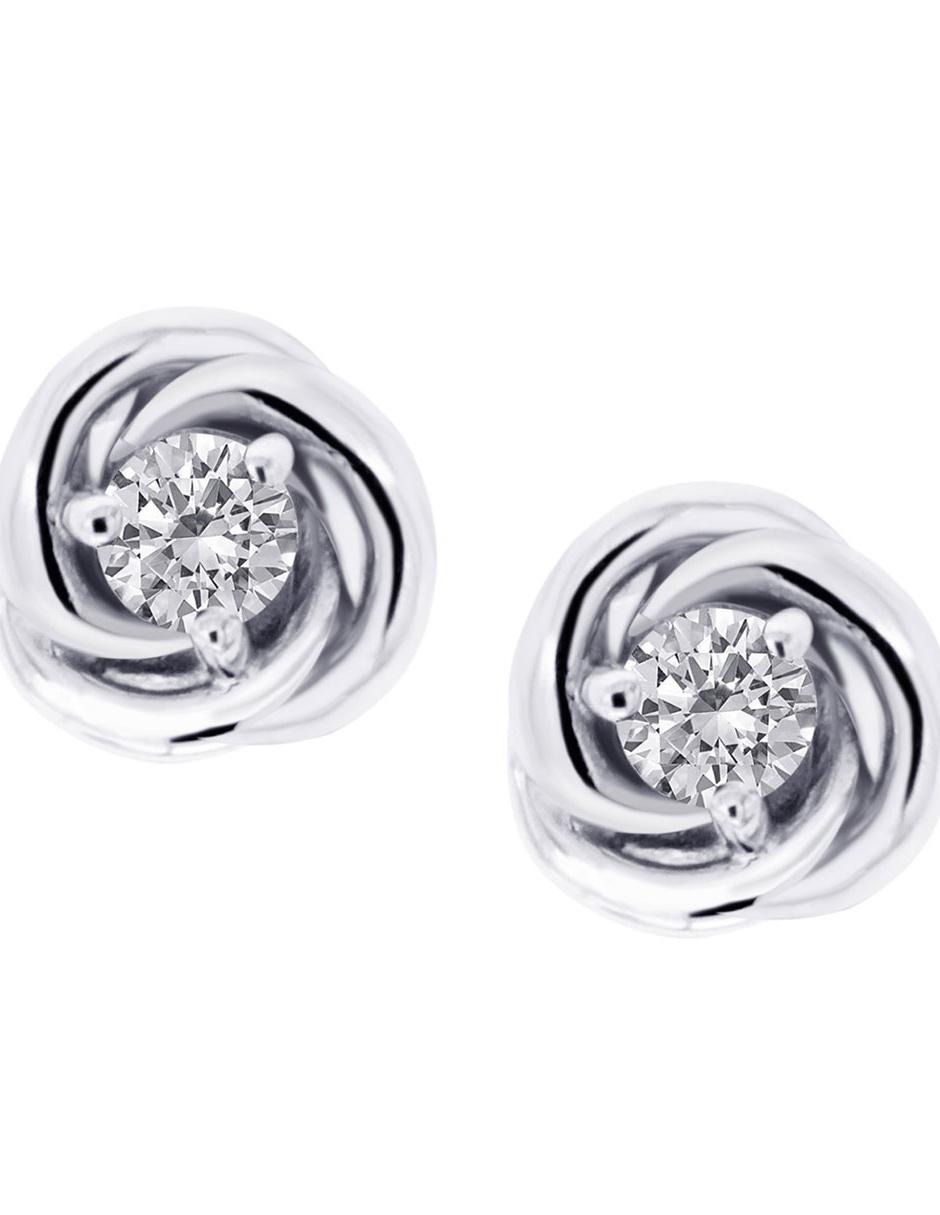 Broqueles de oro blanco 14 K con acabado brillante diamante Broqueles de oro blanco 14 K con acabado brillante diamante