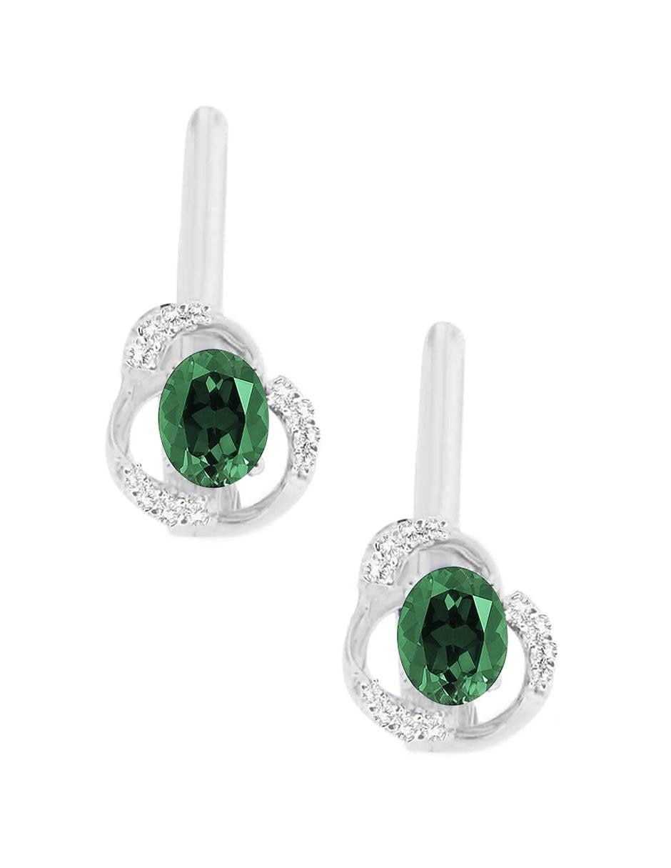 Aretes de oro blanco 14 K con acabado brillante diamante