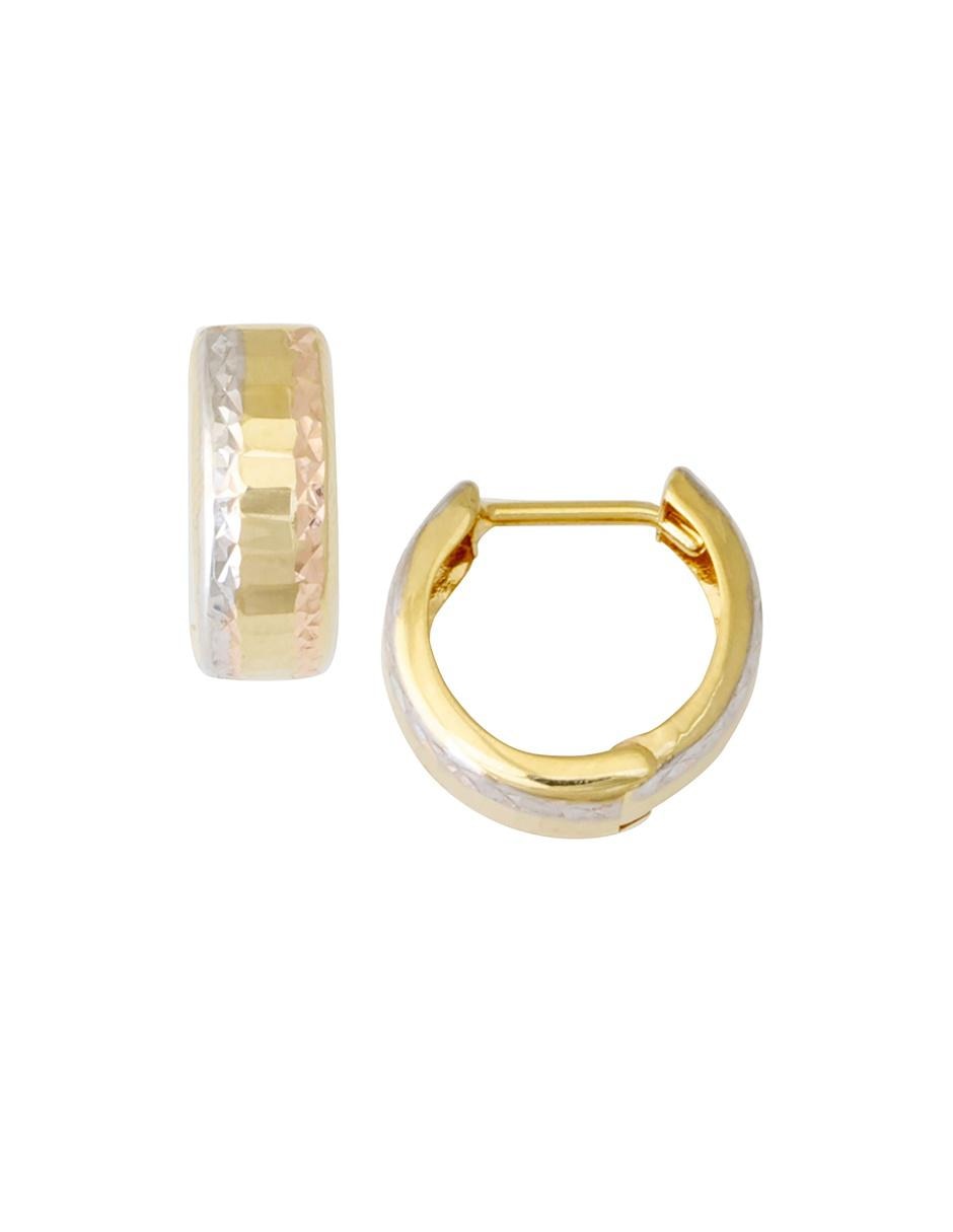 Aretes de flor de oro florentino 14 K con acabado brillante