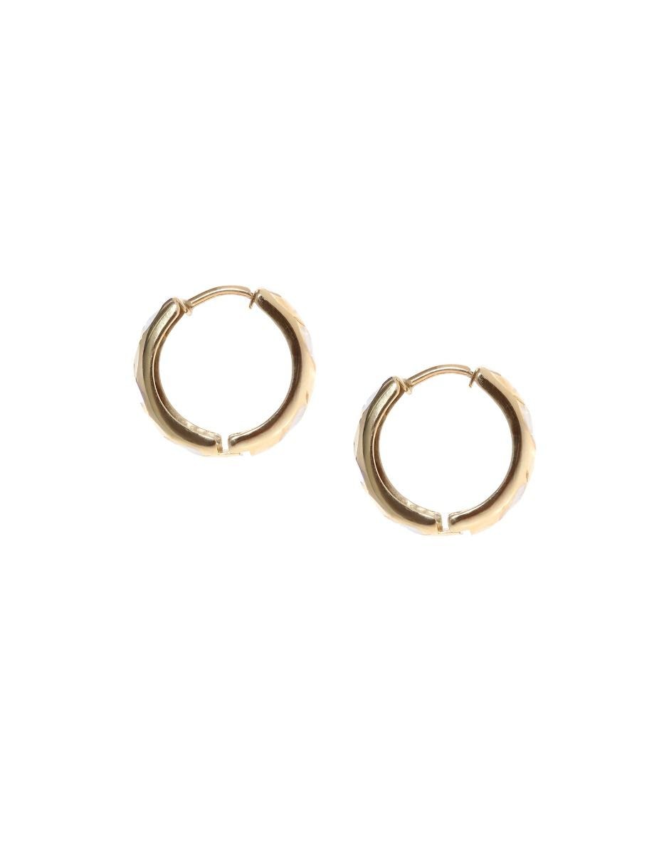 Aretes de flor de oro florentino 14 K con acabado brillante 2