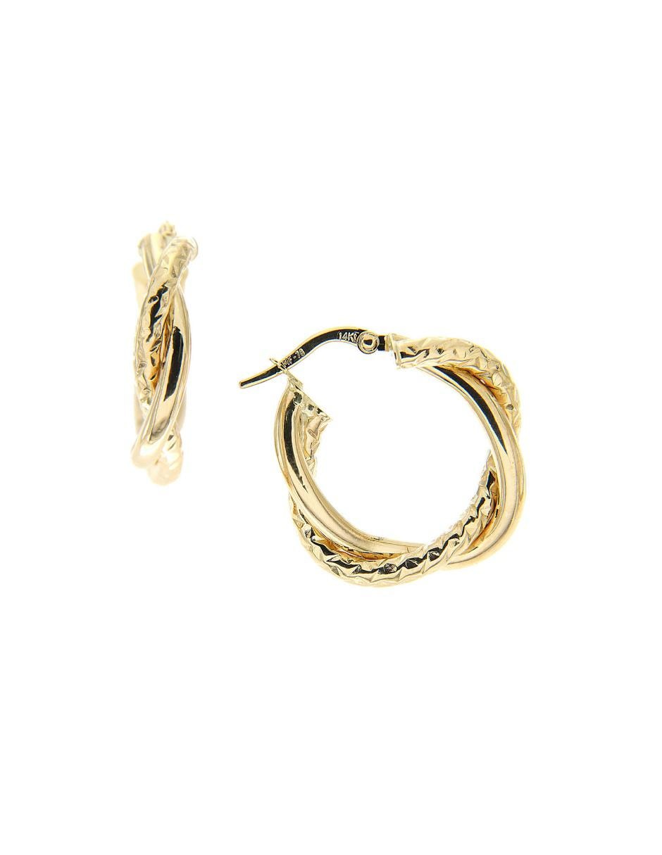 Arracadas de oro amarillo 14 K con acabado brillante