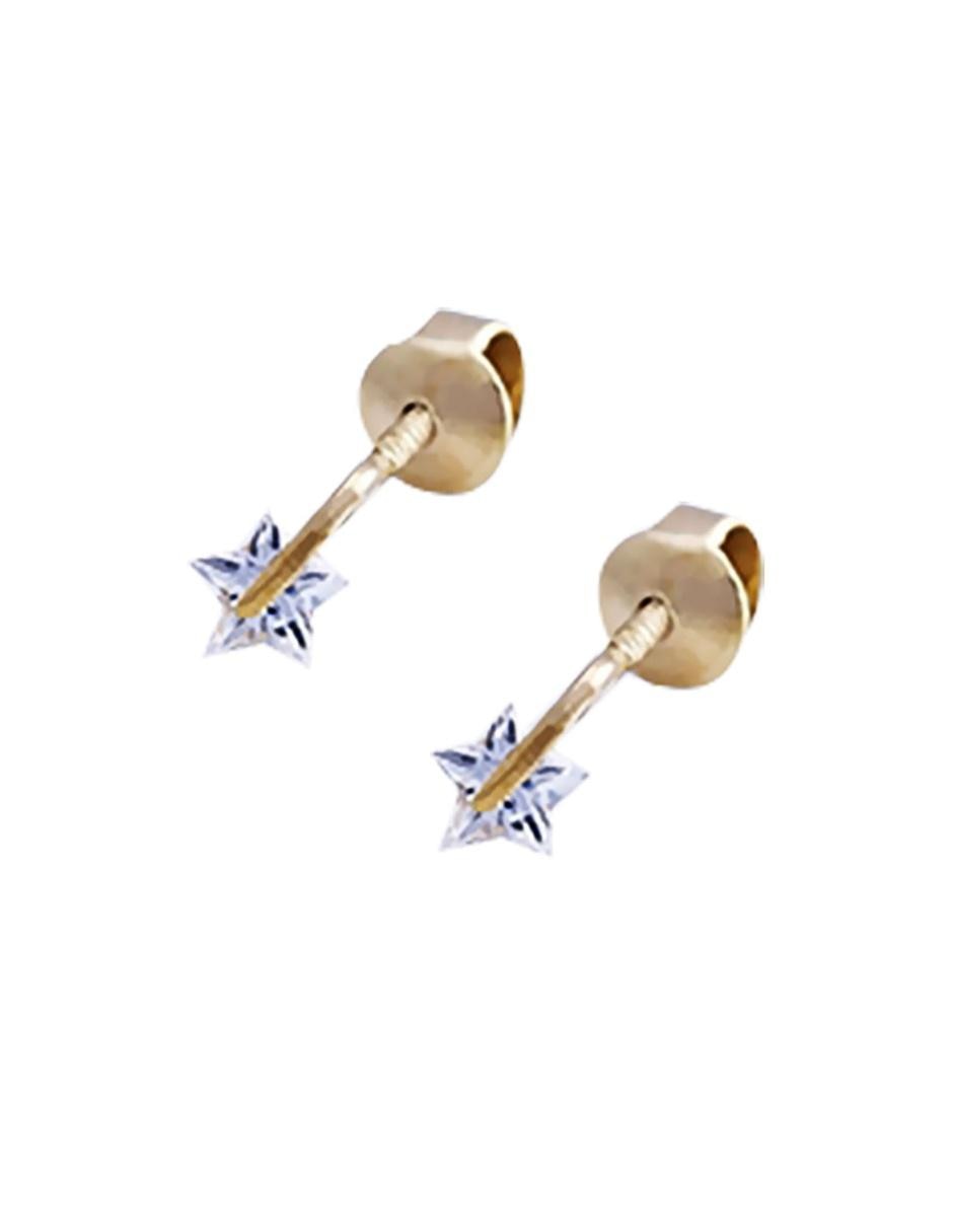 Broqueles de estrella de oro amarillo 14 K con acabado brillante Broqueles de estrella de oro amarillo 14 K con acabado brillante