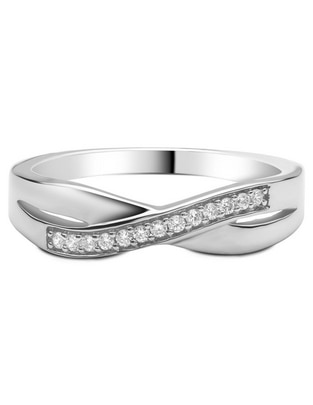 Anillo 14 k de oro blanco diamante pulido Anillo 14 k de oro blanco diamante pulido