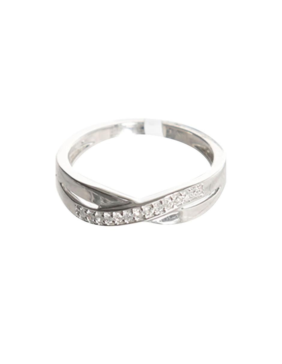 Anillo 14 k de oro blanco diamante pulido