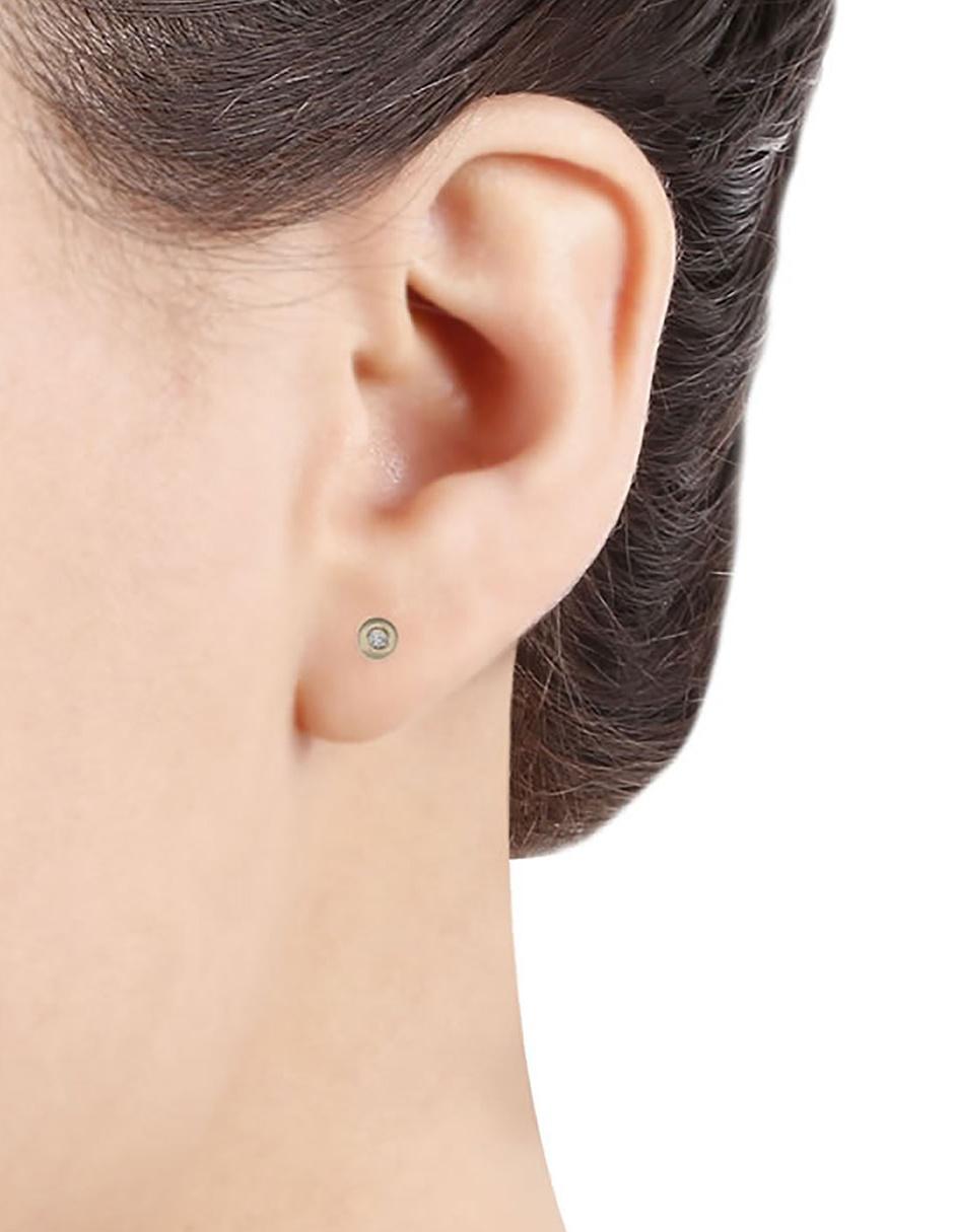 Broqueles de oro amarillo 14 K con acabado brillante diamante