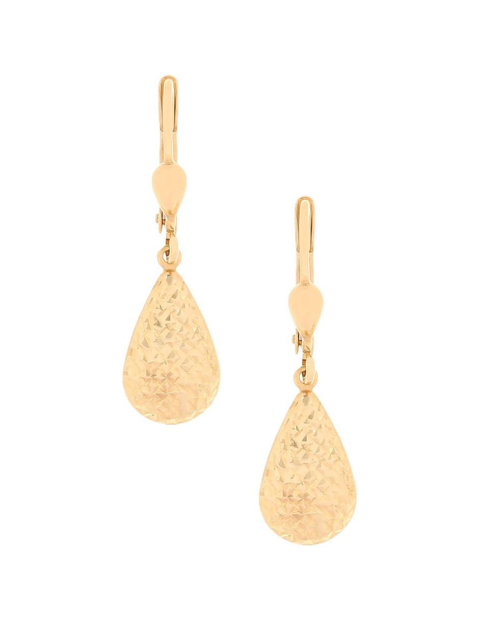Broqueles de gota de oro amarillo 14 K con acabado brillante Broqueles de gota de oro amarillo 14 K con acabado brillante