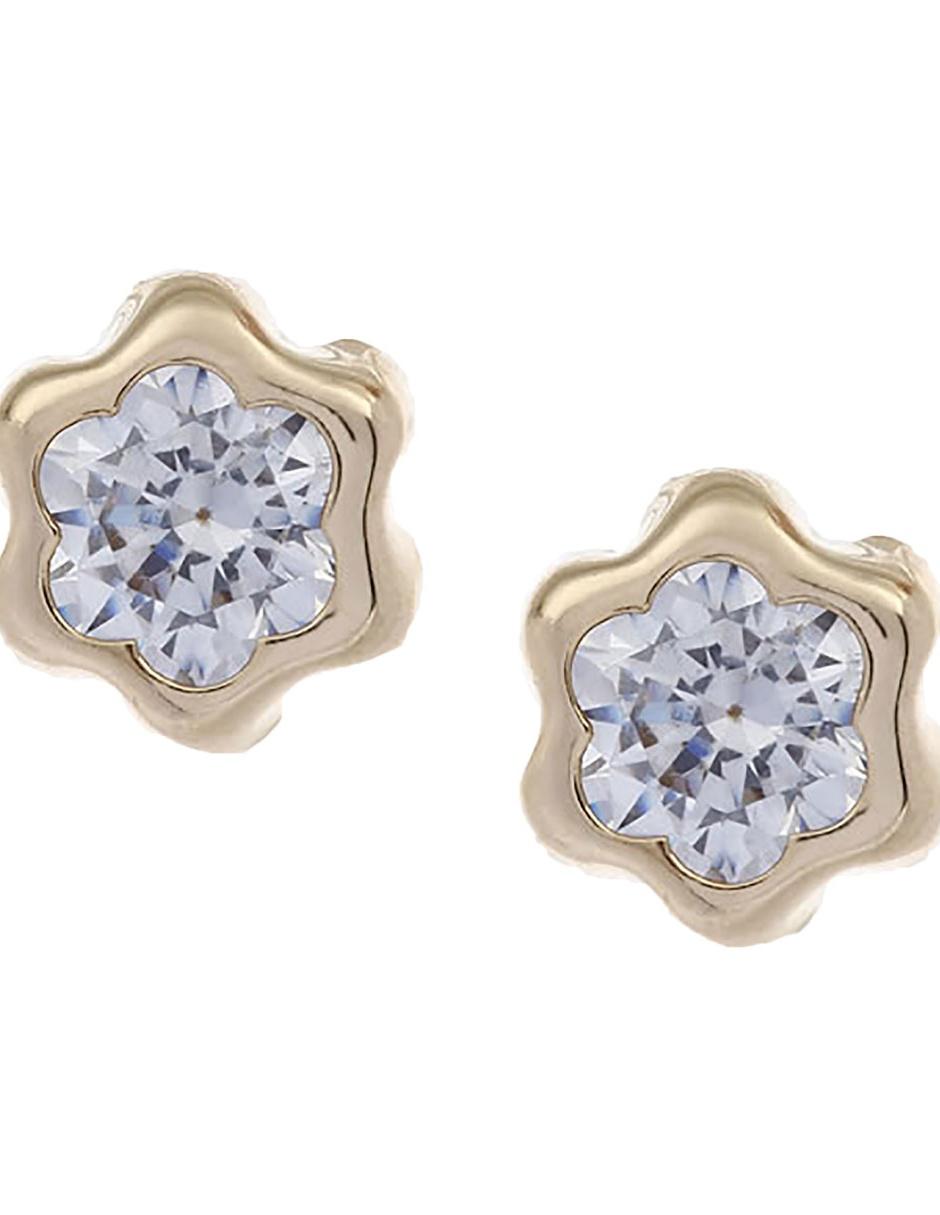 Broqueles de flor de oro amarillo 14 K con acabado brillante Broqueles de flor de oro amarillo 14 K con acabado brillante
