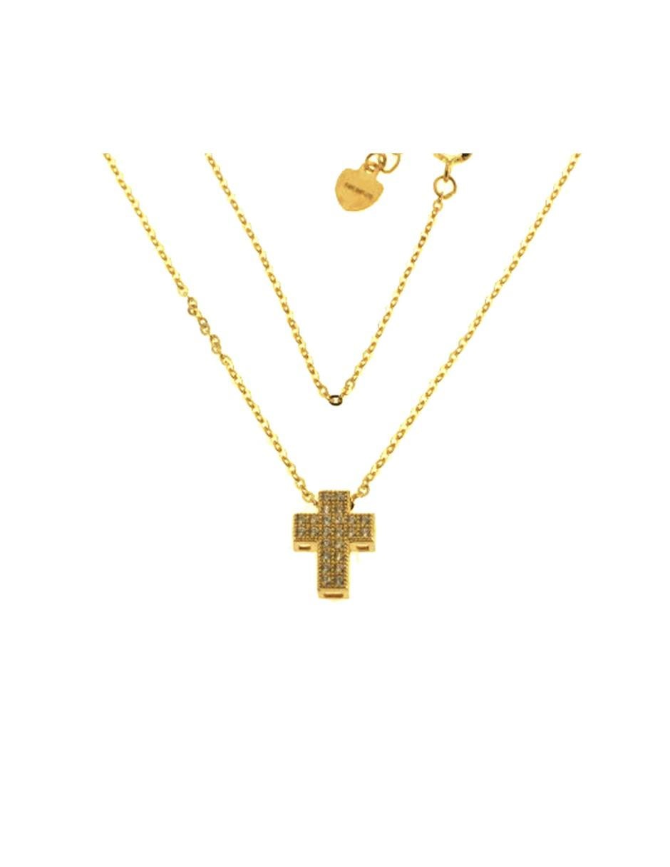 Dije de cruz de oro amarillo 14 K zirconia Dije de cruz de oro amarillo 14 K zirconia