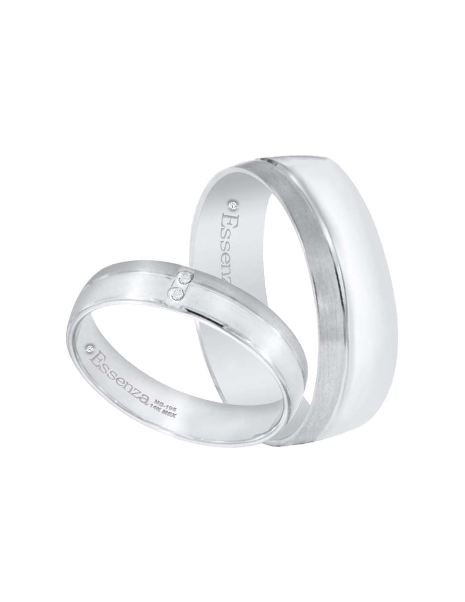 Argolla de oro blanco 14 k Rea diamante 8