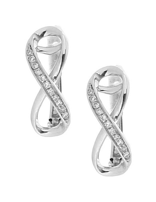 Aretes de oro blanco 14 K con acabado brillante diamante