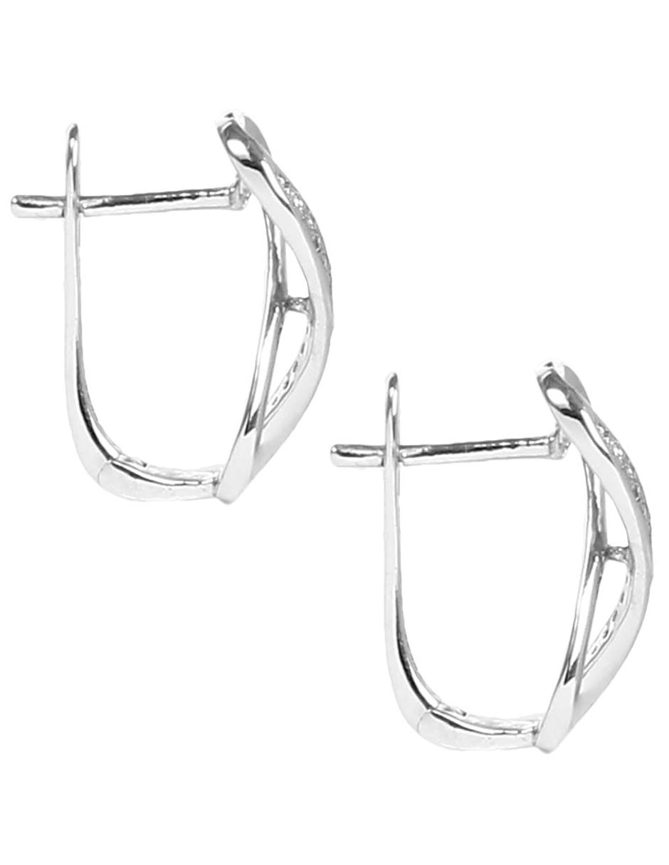Aretes de oro blanco 14 K con acabado brillante diamante 2