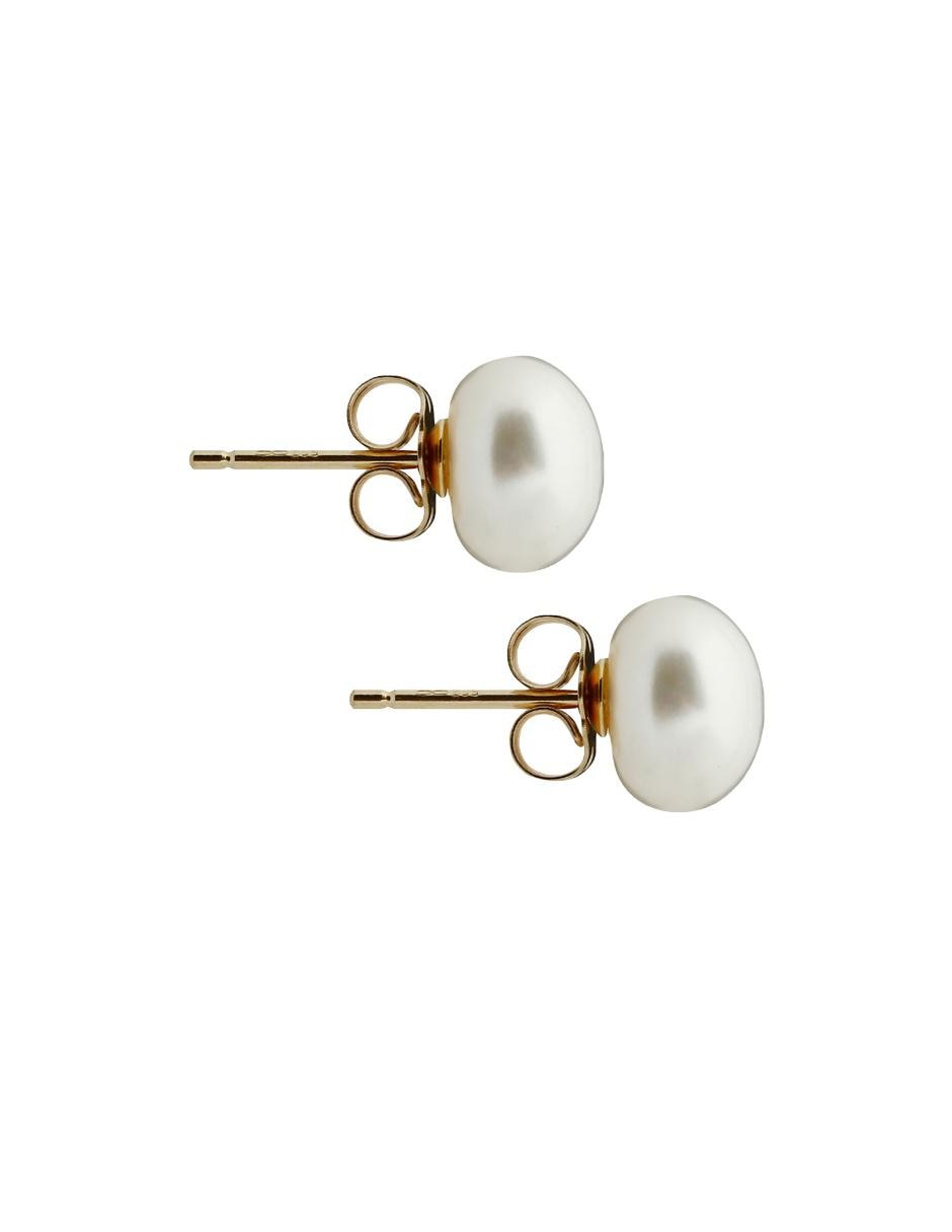 Broqueles de oro amarillo 14 K con acabado brillante perla 3