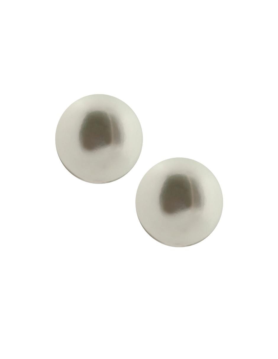 Broqueles de oro amarillo 14 K con acabado brillante perla 1
