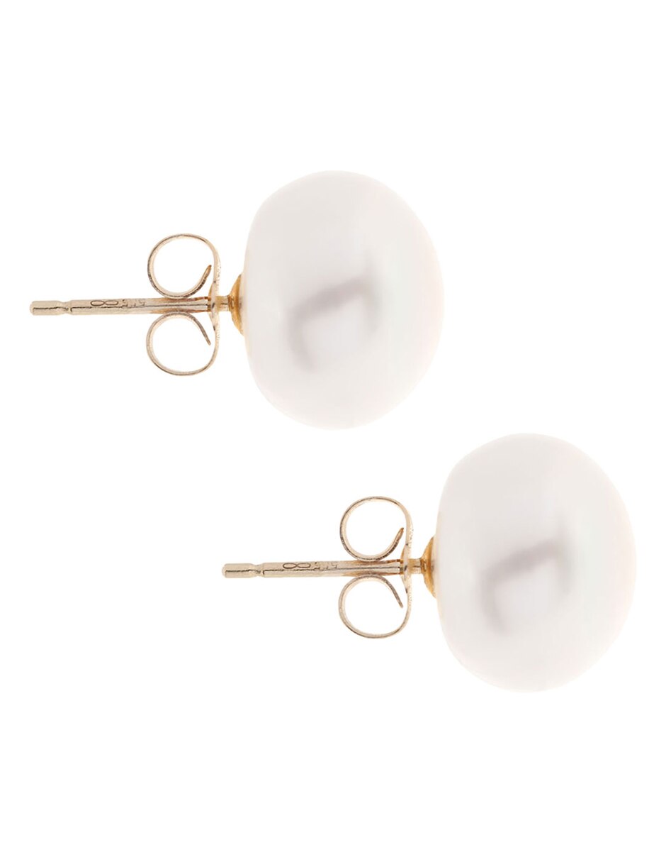 Broqueles de oro amarillo 14 K con acabado brillante perla 2