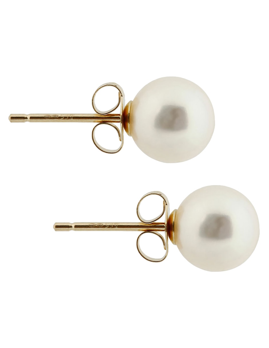 Broqueles de oro amarillo 14 K con acabado brillante perla