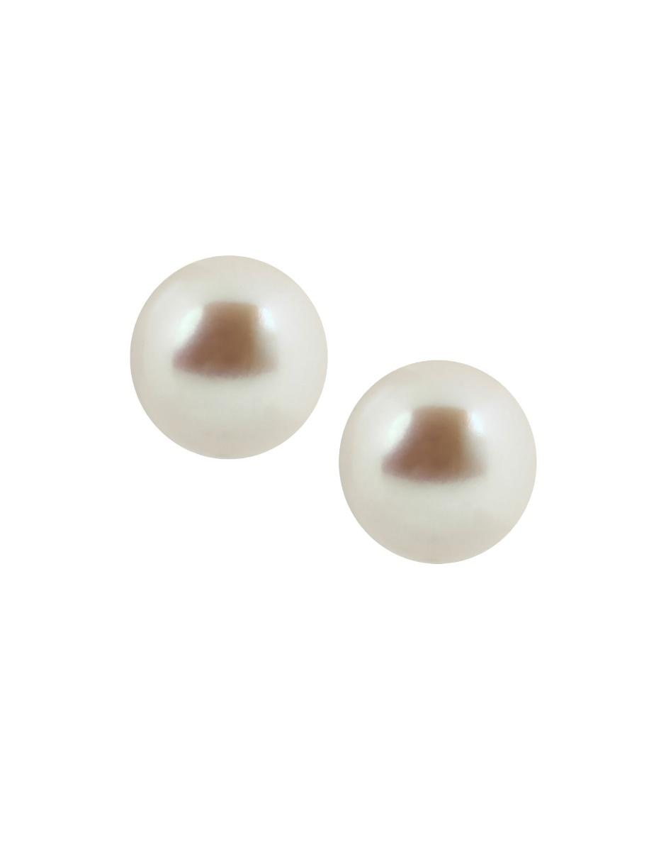 Broqueles de oro amarillo 14 K con acabado brillante perla 1