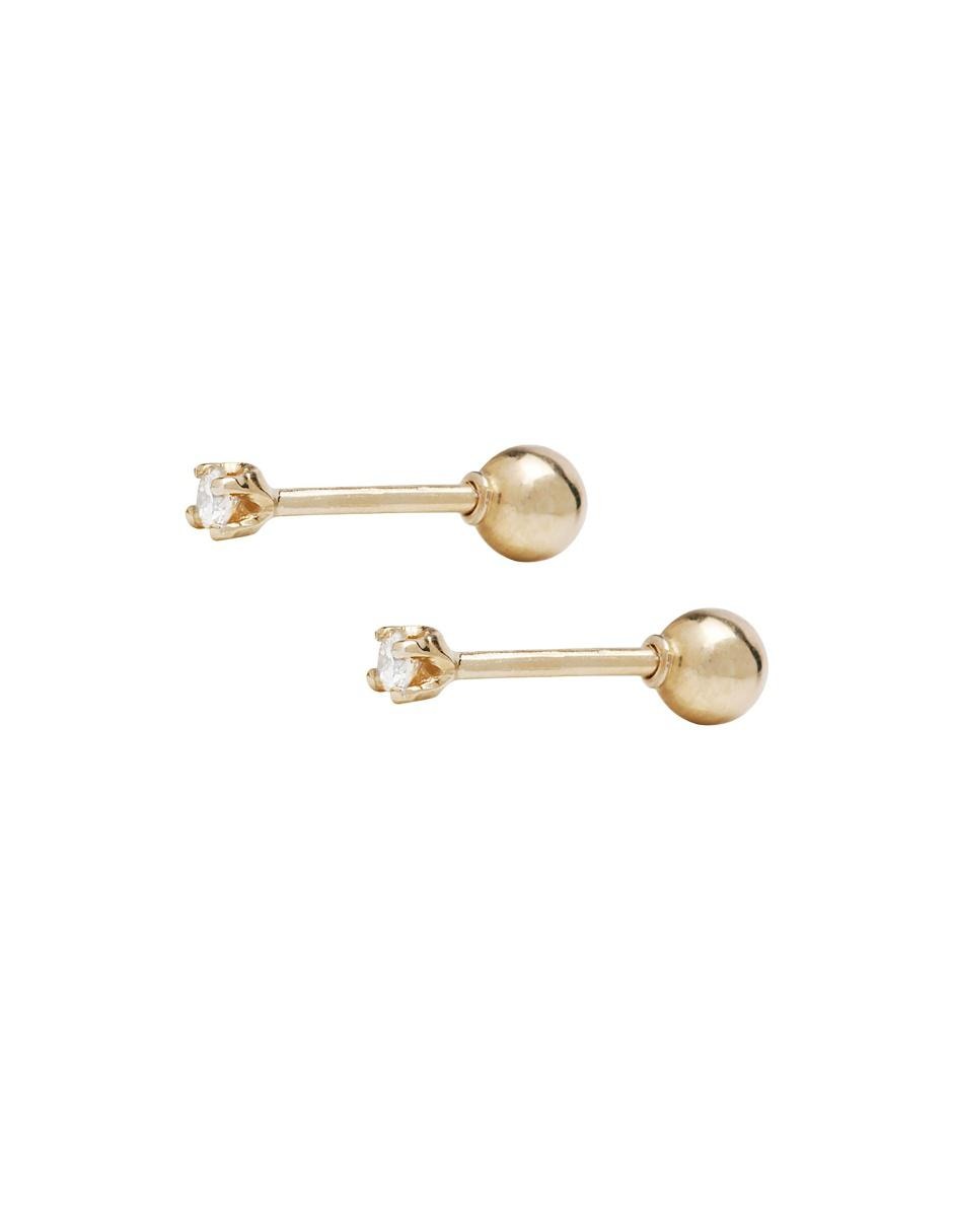 Broqueles de oro amarillo 14 K con acabado brillante diamante