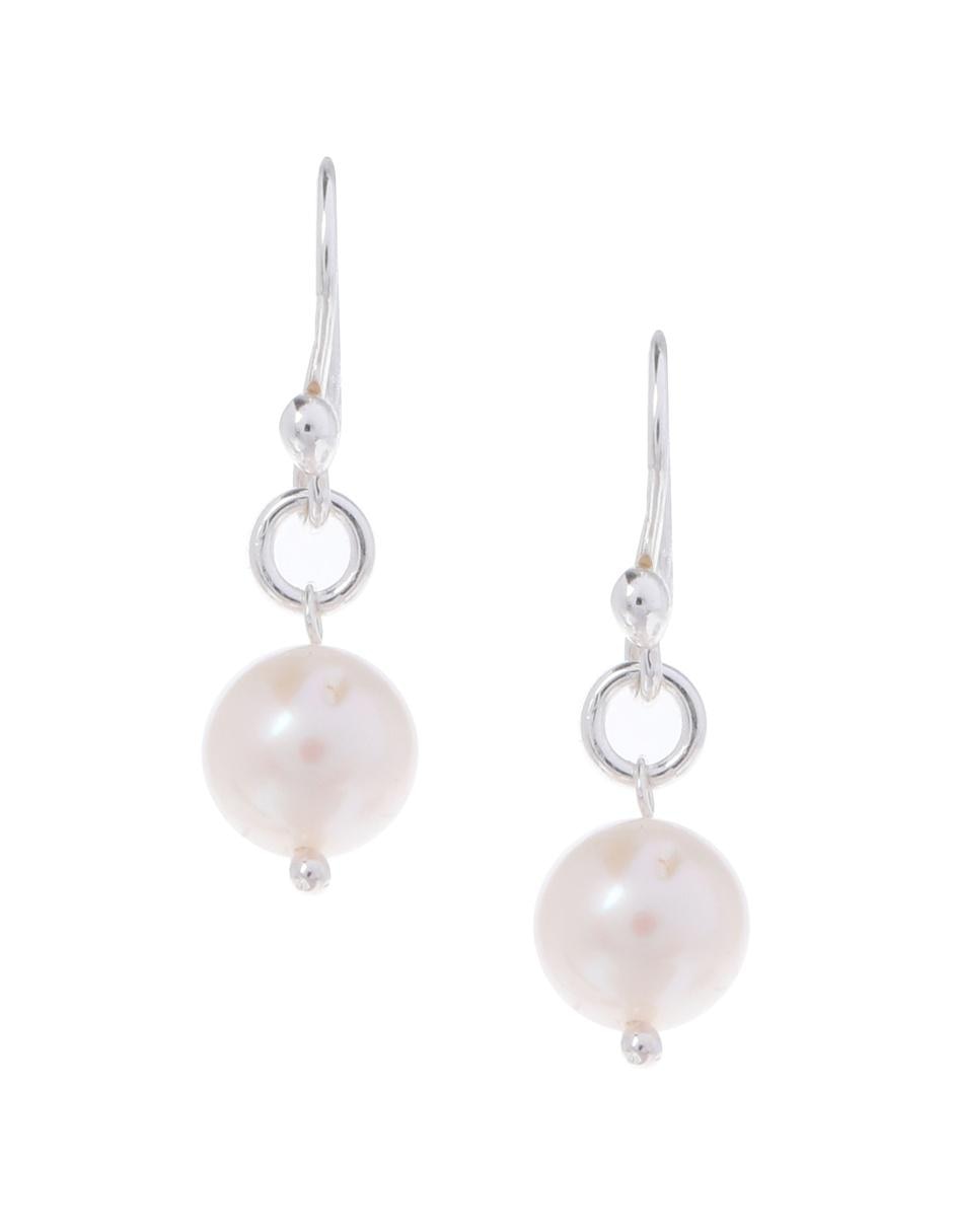 Aretes de plata P 925 con acabado brillante perla Aretes de plata P 925 con acabado brillante perla