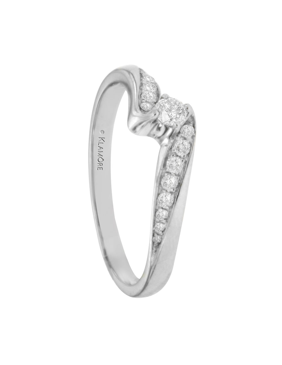Solitario de oro blanco 14 k Kya diamante 2