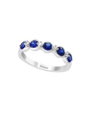 Anillo de oro blanco zafiro y diamante pavé Anillo de oro blanco zafiro y diamante pavé