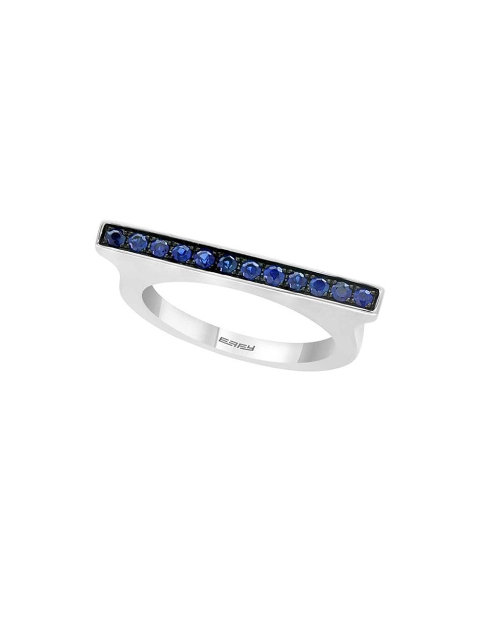Anillo 14 k de oro blanco zafiro pavé