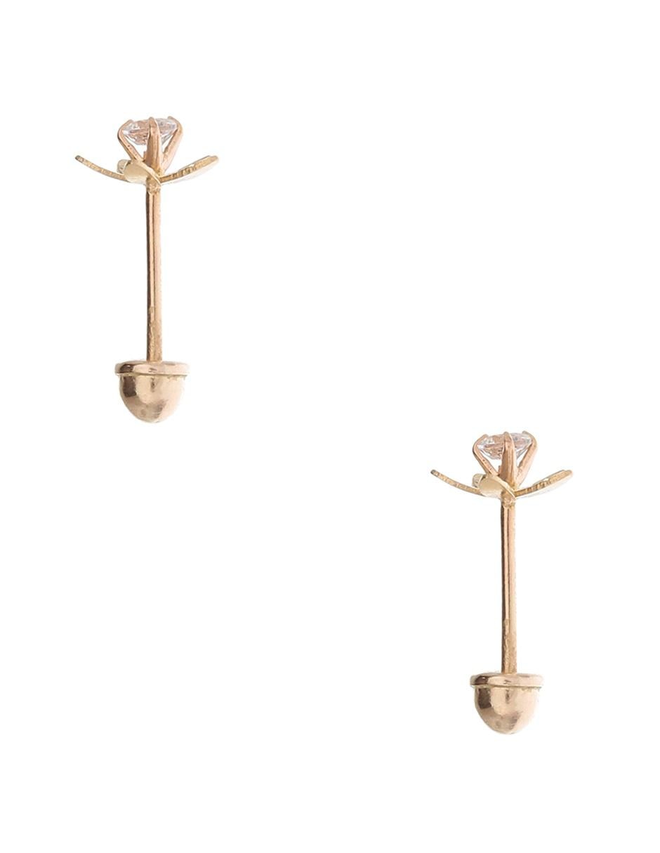 Broqueles de oro 14 K con acabado diamantado zirconia 2