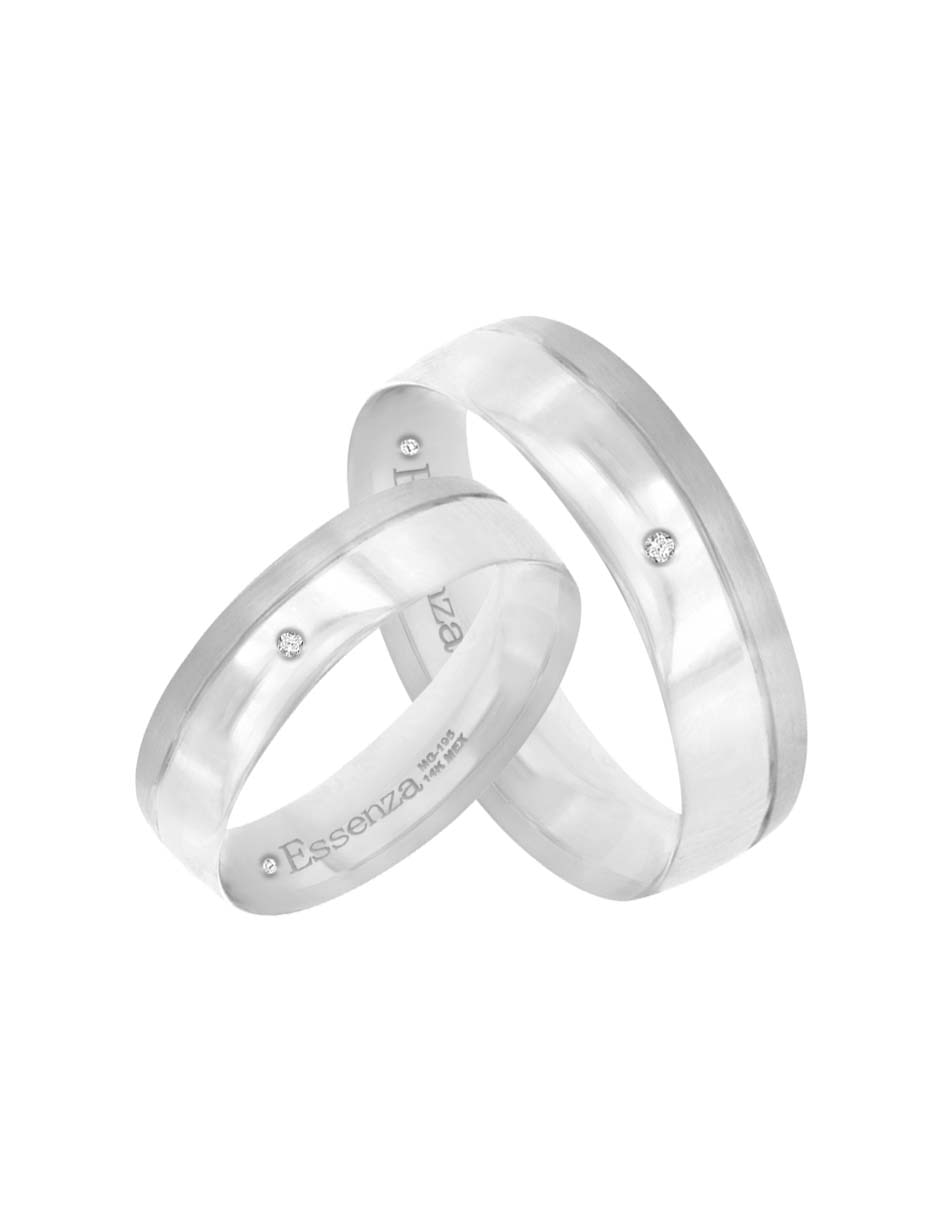 Argolla de oro blanco 14 k Georgina diamante 8