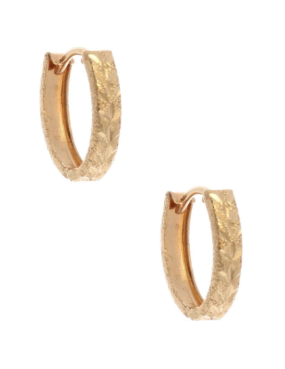 Aretes de oro amarillo 14 K con acabado diamantado Aretes de oro amarillo 14 K con acabado diamantado