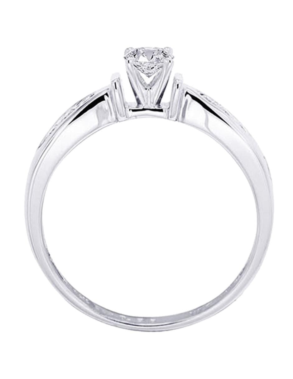 Solitario De Oro Blanco 14 K Fedelta Diamante 14