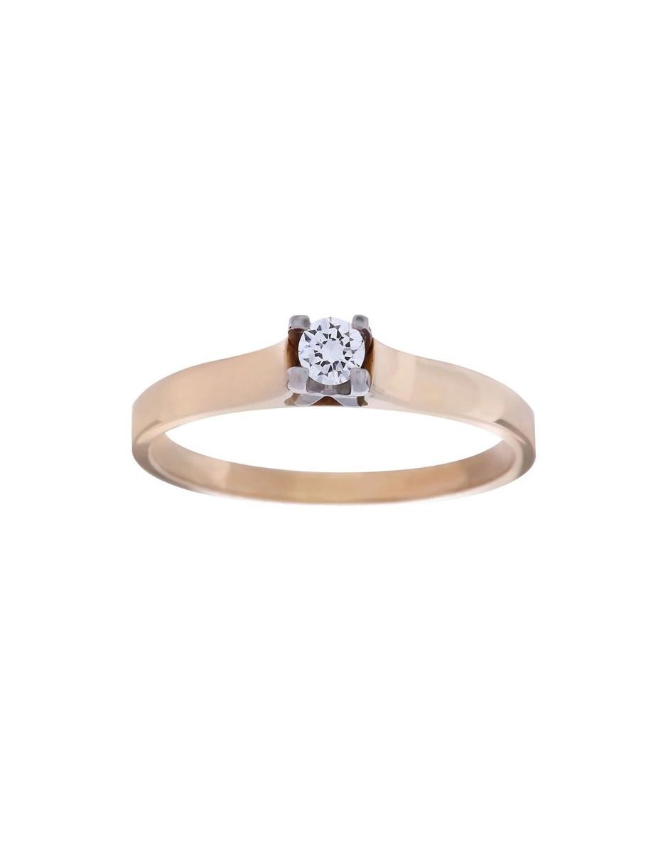 Solitario de oro 14 k diamante
