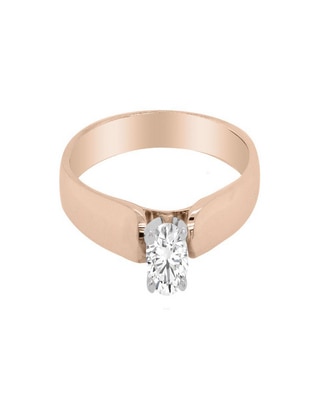 Anillo de compromiso de oro 14 k Solitario diamante