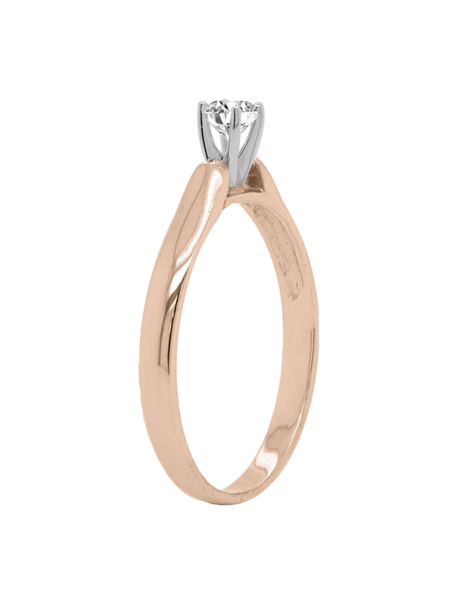 Anillo de compromiso de oro 14 k Valessa Solitario diamante