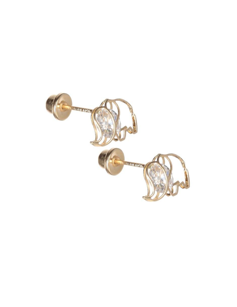 Broqueles de oro amarillo 14 K con acabado pavé 2