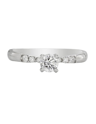 Solitario de oro blanco 14 k diamante
