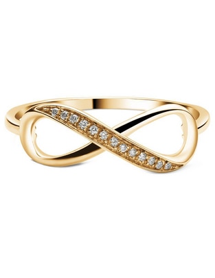 Anillo de infinito de oro amarillo diamante pulido