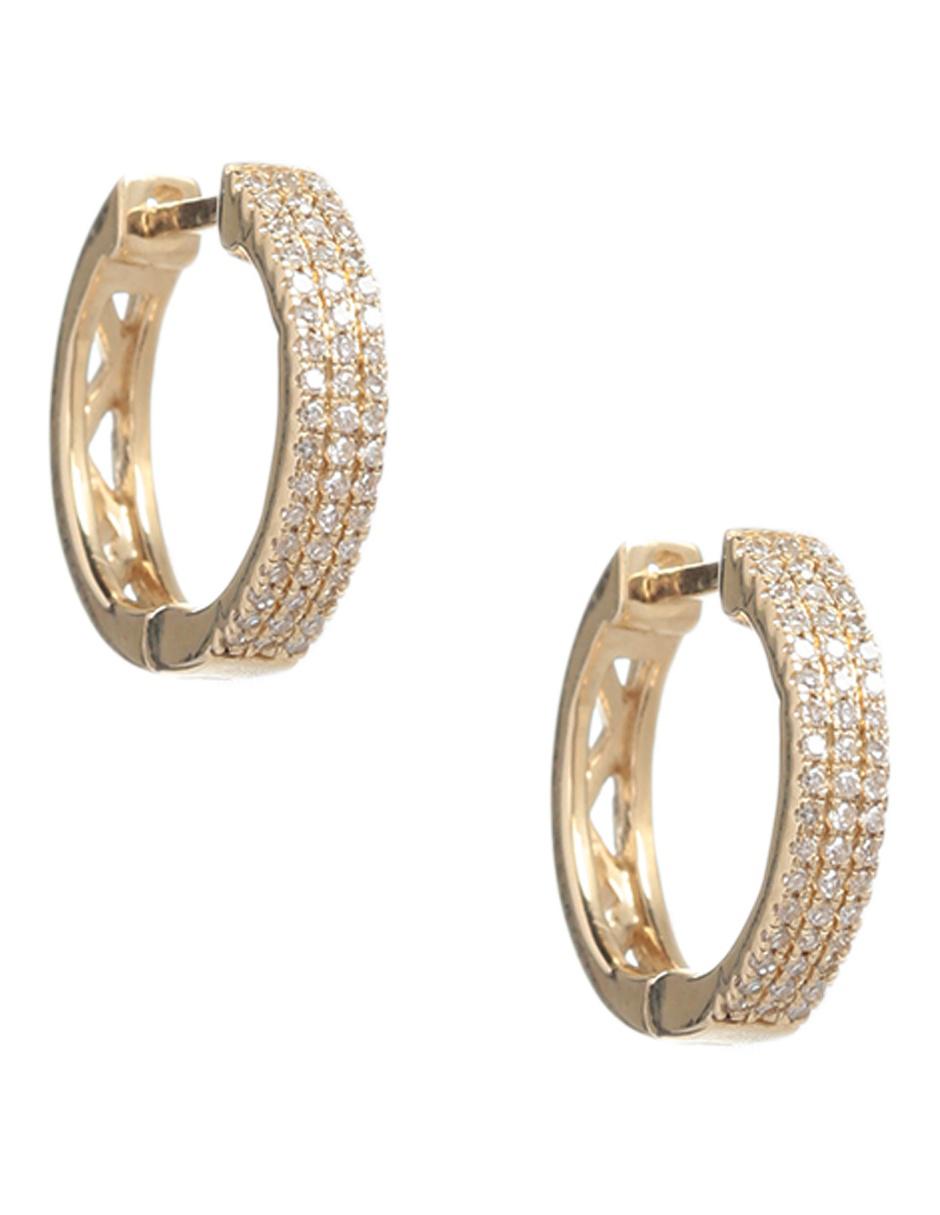 Aretes de oro amarillo 14 K con acabado pavé diamante 1