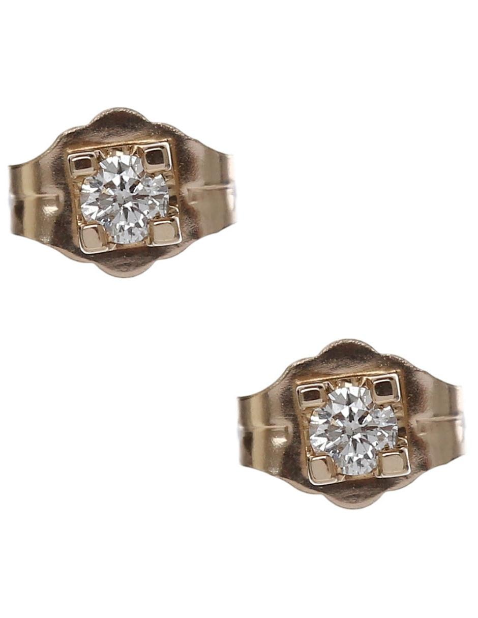 Broqueles de oro amarillo 14 K con acabado pavé diamante 1