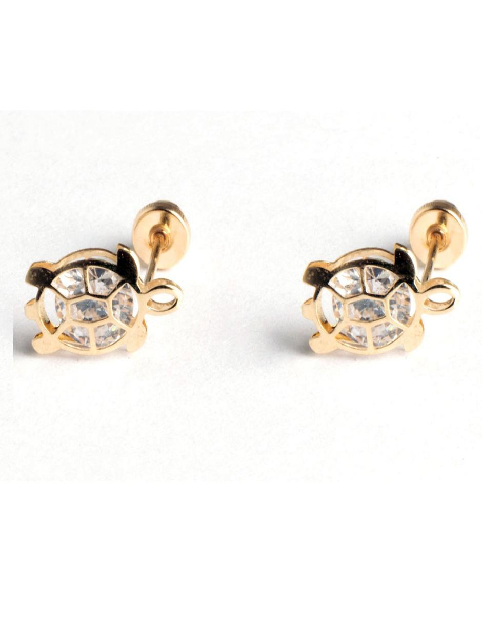 Broqueles Casal de oro con acabado brillante zirconia