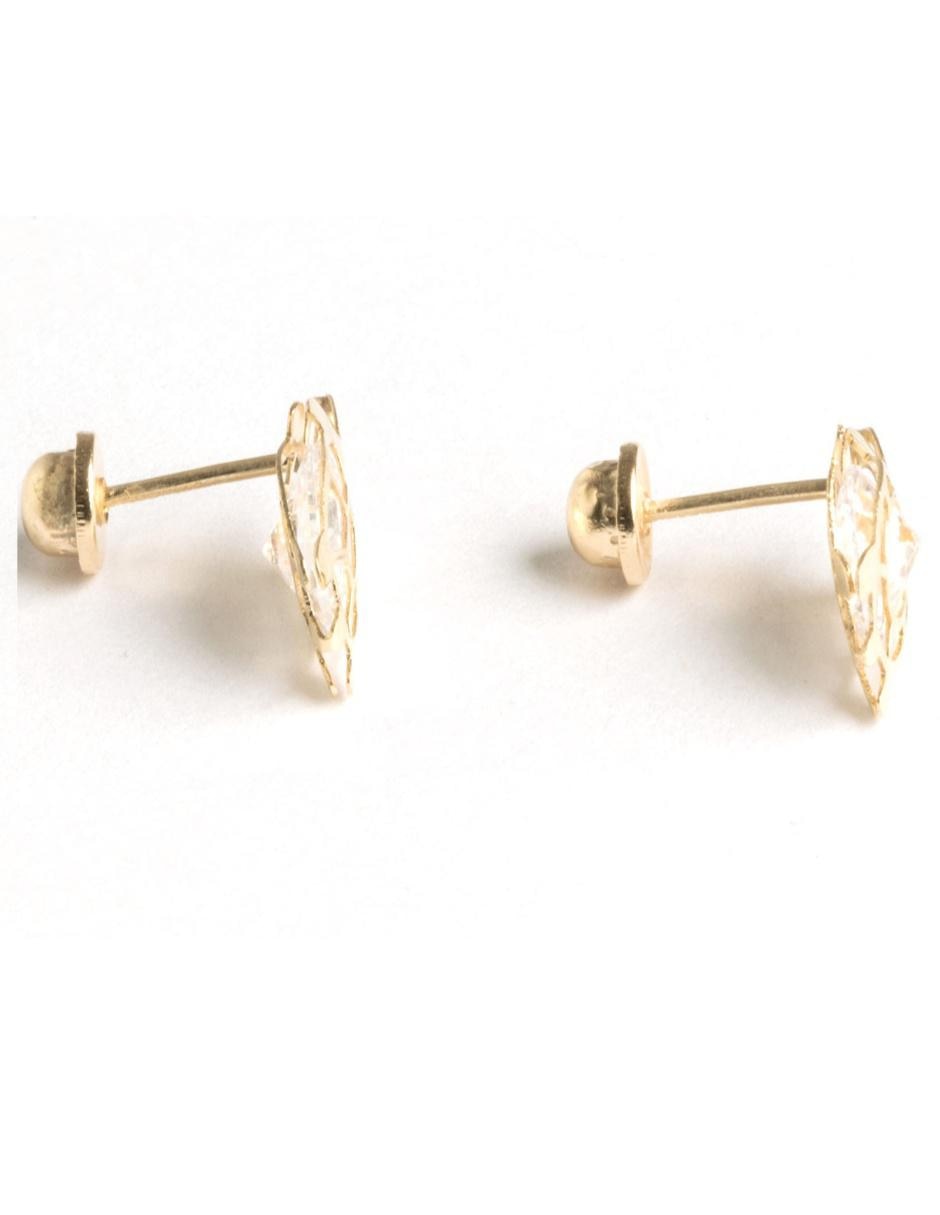 Broqueles Casal de oro con acabado brillante zirconia