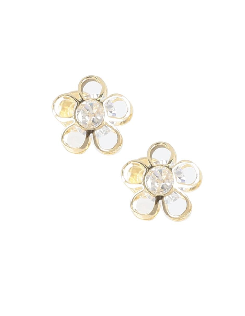 Broqueles de oro con acabado brillante zirconia 1