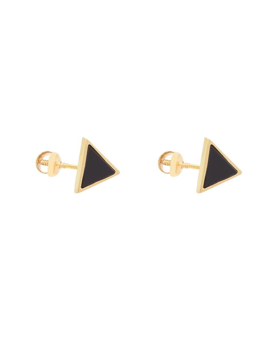 Broqueles de oro amarillo 14 K con acabado lustre ónix 2