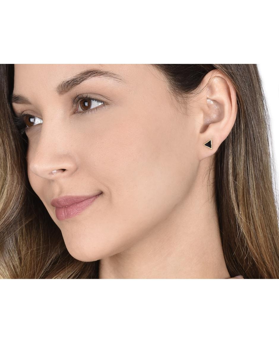 Broqueles de oro amarillo 14 K con acabado lustre ónix 3